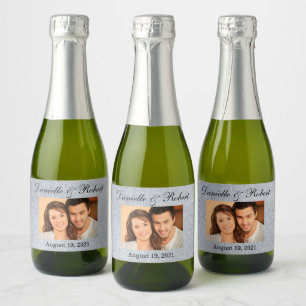 Glitter Photo Bröllop Mini Sparkling Vin favor La