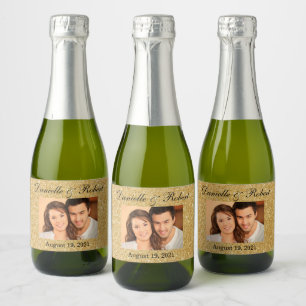 Glitter Photo Bröllop Mini Sparkling Vin favor La