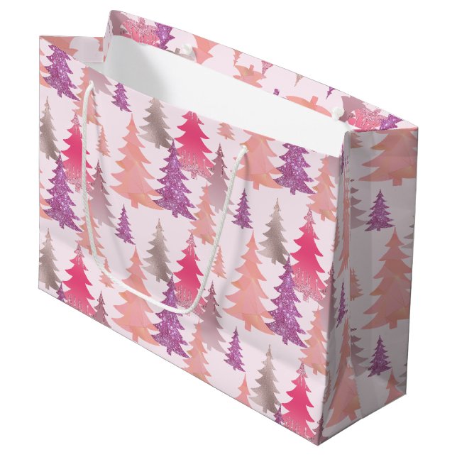 Glitter Pink Blush Christmas Tree Pattern (Framsidan Vinklad)