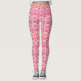 glitter pink heart vibrant romantic leggings