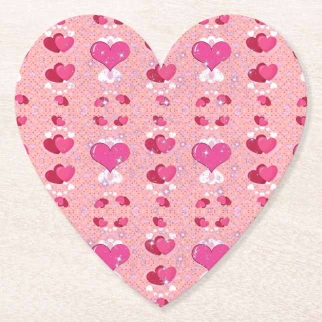 glitter pink heart vibrant romantic wallpaper underlägg papper (Framsida)