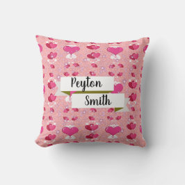 glitter pink hearts luxe romantic sweet pattern kudde