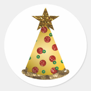 glitter pizza julgran runt klistermärke