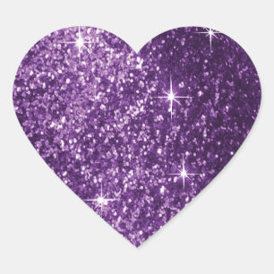 Glitter Plum Lila Hjärtformat Klistermärke