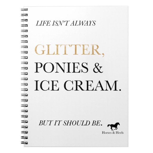 Glitter, ponnyer & glassanteckningsbok anteckningsbok med spiral (Framsidan)