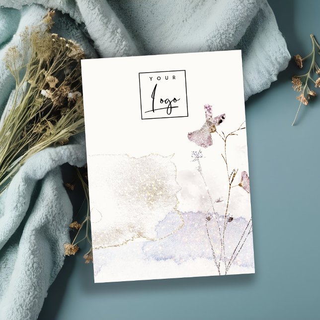 Glitter Pressade blommor Blank Logotyp judisk Visn Visitkort (Skapare uppladdad)