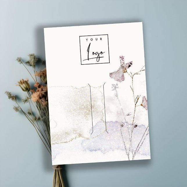 Glitter Pressade blommor Hairpin Logotyp Visning Visitkort (Skapare uppladdad)