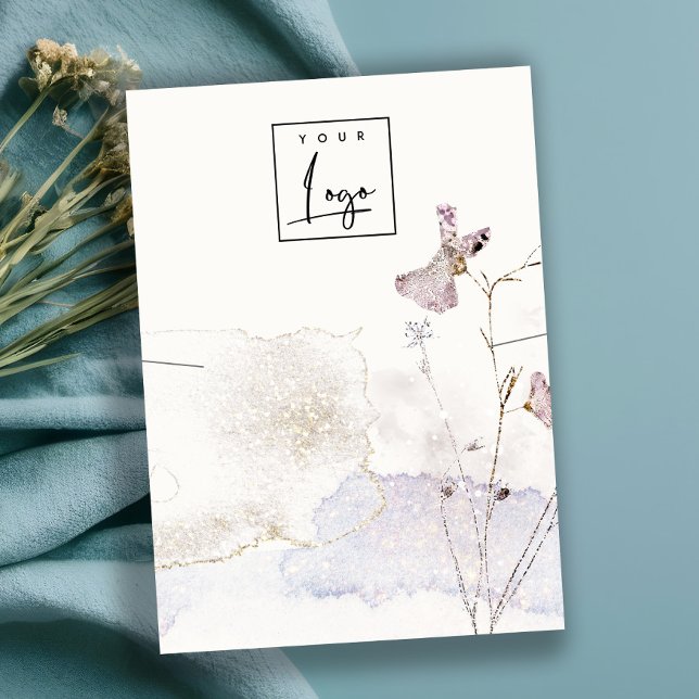 Glitter Pressade blommor Necklace Logotyp Visning Visitkort (Skapare uppladdad)