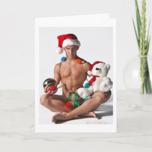 Glitter Pride Gay Jul Hunk Holiday Kort