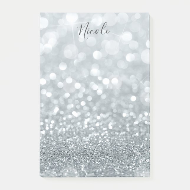 Glitter Prinsessa Silver Sparkle Glamour Post-it Block (Framsida)