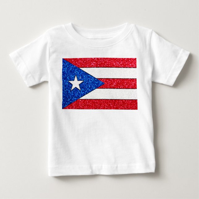Glitter Puerto Rico flagga baby-skjorta Tee Shirt (Framsida)