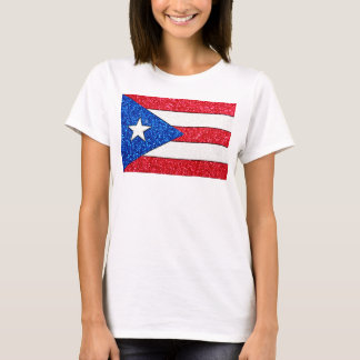 Glitter Puerto Rico flagga dam-ströskel Tee