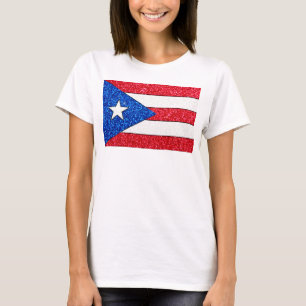 Glitter Puerto Rico flagga dam-ströskel Tee Shirt