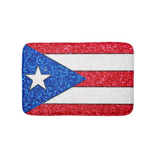 Glitter Puerto Rico flagga, litet badbad Badrumsmatta