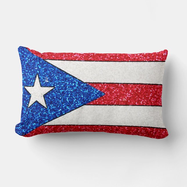 Glitter Puerto Rico-rektangulärkudden flagga Lumbarkudde (Framsida)