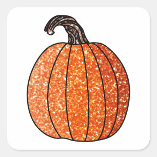 Glitter Pumpkin Fyrkantigt Klistermärke