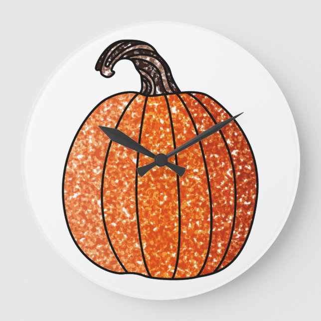 Glitter Pumpkin Stor Klocka (Framsida)