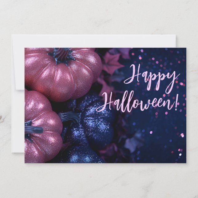 Glitter Pumpkins Halloween-hälsningskort Inbjudningar (Framsida)