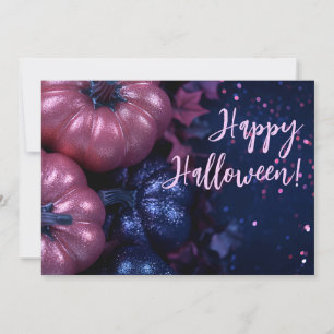 Glitter Pumpkins Halloween-hälsningskort Inbjudningar