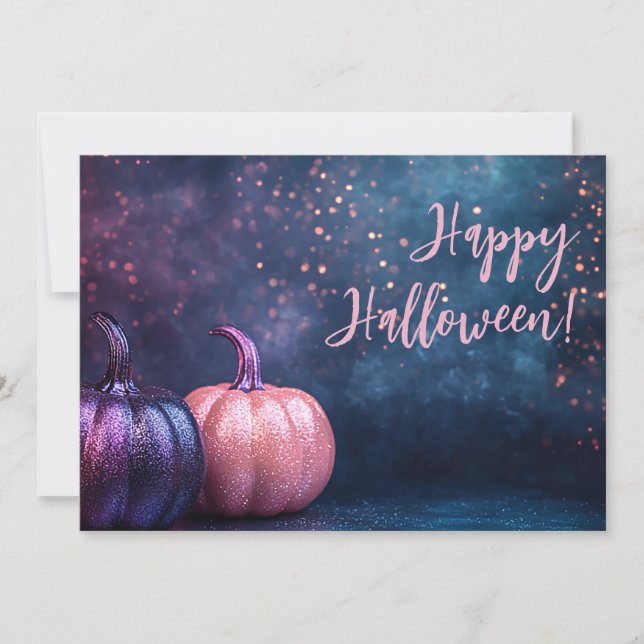 Glitter Pumpkins Halloween-hälsningskort Inbjudningar (Framsida)
