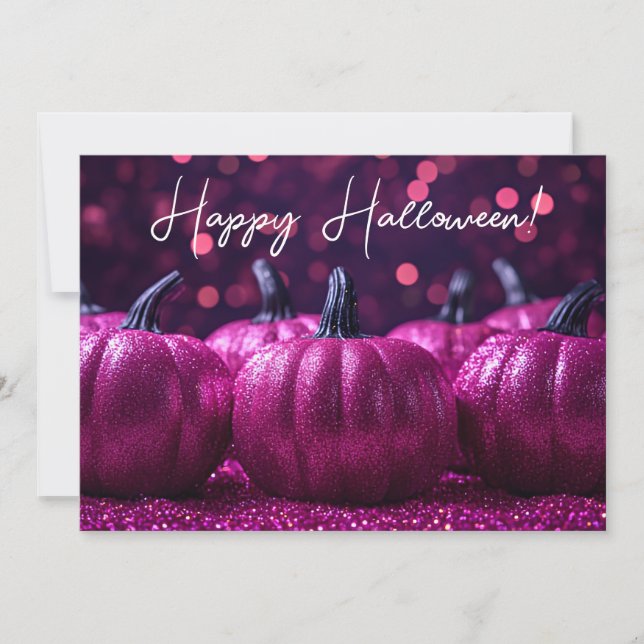 Glitter Pumpkins Halloween-hälsningskort Inbjudningar (Framsida)