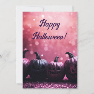 Glitter Pumpkins Halloween-hälsningskort Inbjudningar