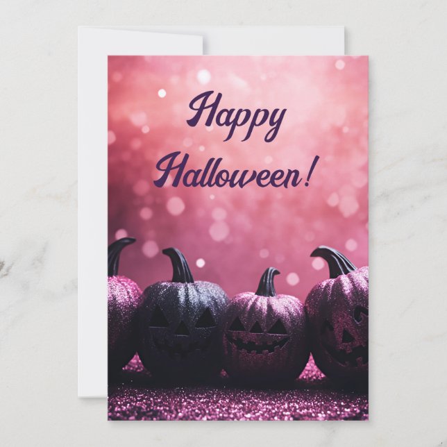 Glitter Pumpkins Halloween-hälsningskort Inbjudningar (Framsida)