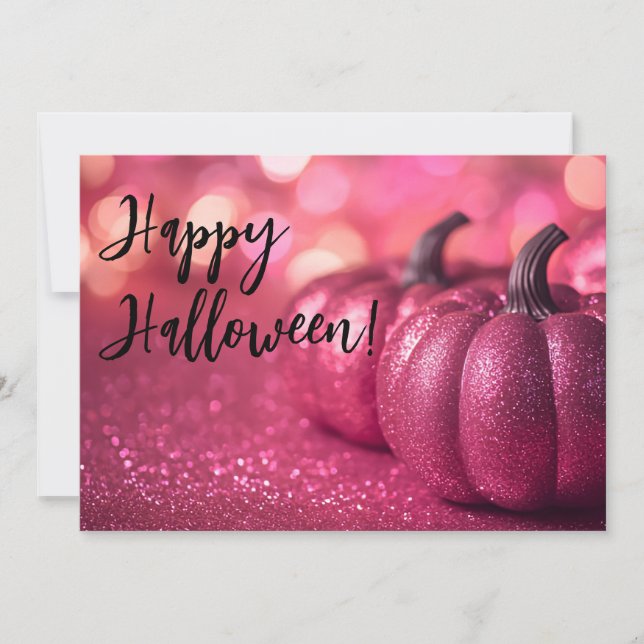 Glitter Pumpkins Halloween-hälsningskort Inbjudningar (Framsida)