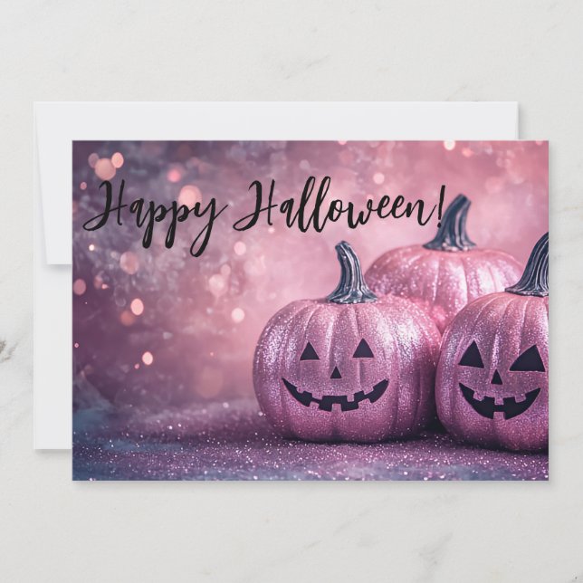 Glitter Pumpkins Halloween-hälsningskort Inbjudningar (Framsida)