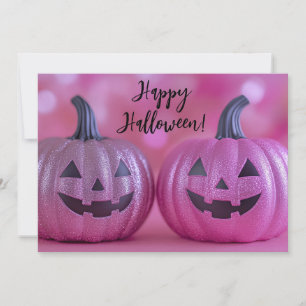 Glitter Pumpkins Halloween-hälsningskort Inbjudningar