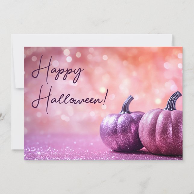 Glitter Pumpkins Halloween-hälsningskort Inbjudningar (Framsida)