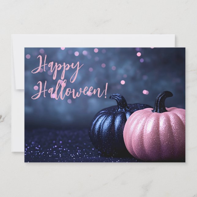 Glitter Pumpkins Halloween-hälsningskort Inbjudningar (Framsida)