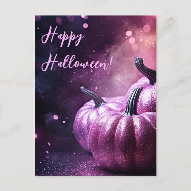 Glitter Pumpkins Halloween-hälsningskort Vykort (Framsida)