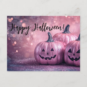 Glitter Pumpkins Halloween-hälsningskort Vykort