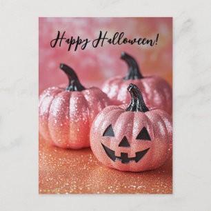 Glitter Pumpkins Halloween-hälsningskort Vykort