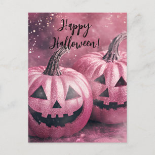 Glitter Pumpkins Halloween-hälsningskort Vykort