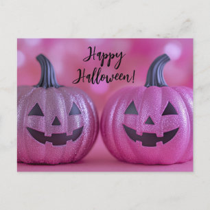 Glitter Pumpkins Halloween-hälsningskort Vykort