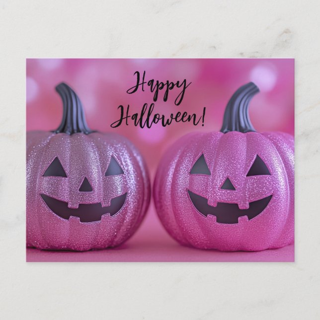 Glitter Pumpkins Halloween-hälsningskort Vykort (Framsida)