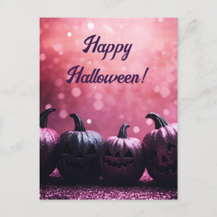 Glitter Pumpkins Halloween-hälsningskort Vykort