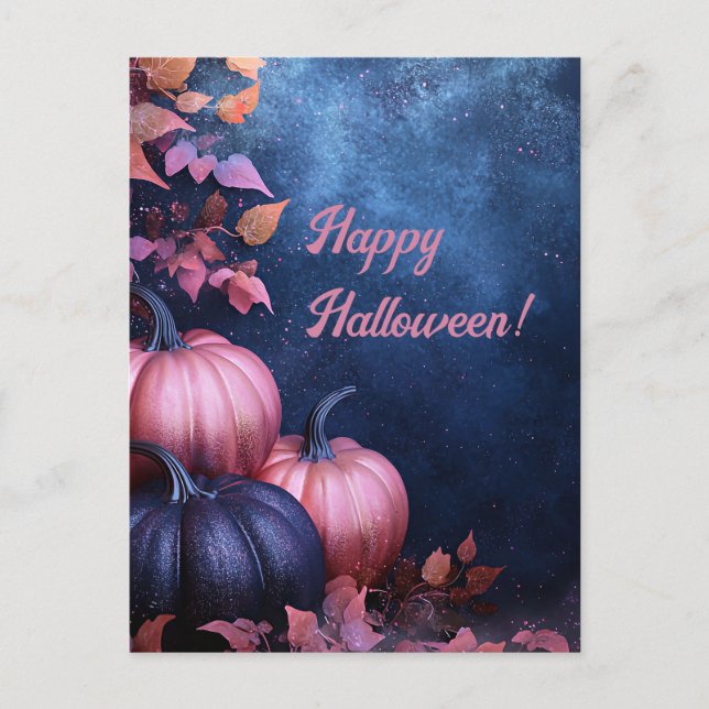Glitter Pumpkins Halloween-hälsningskort Vykort (Framsida)