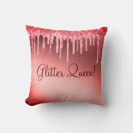 Glitter Queen Glitter Sparkles Girly Cinnamon Red Kudde