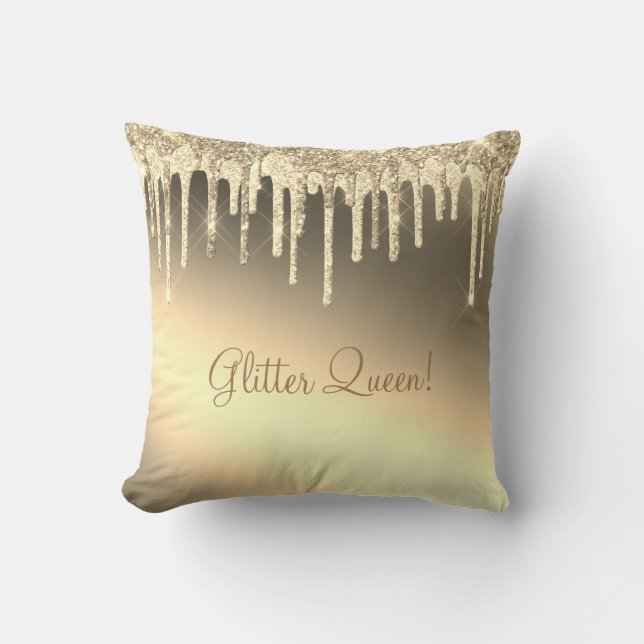 Glitter Queen Gorgous Guld Girly Gnistra Kudde (Framsida)