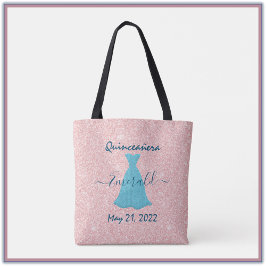 Glitter Quinceanera minneshögtid Tote Bag Tygkasse