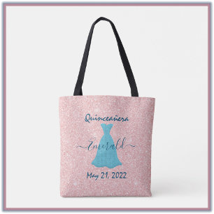 Glitter Quinceanera minneshögtid Tote Bag Tygkasse