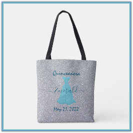 Glitter Quinceanera minneshögtid Tote Bag Tygkasse