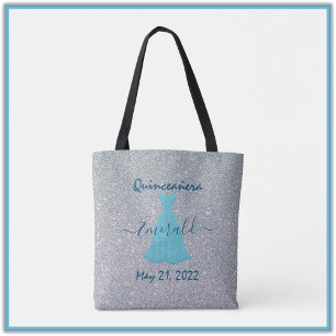 Glitter Quinceanera minneshögtid Tote Bag Tygkasse