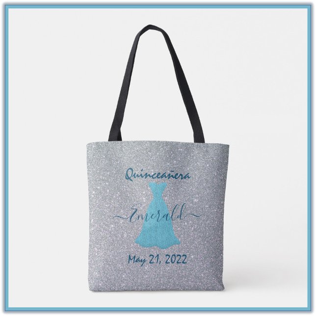Glitter Quinceanera minneshögtid Tote Bag Tygkasse (Skapare uppladdad)