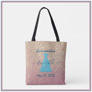 Glitter Quinceanera minneshögtid Tote Bag Tygkasse