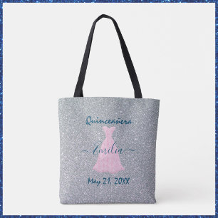 Glitter Quinceanera minneshögtid Tote Bag Tygkasse