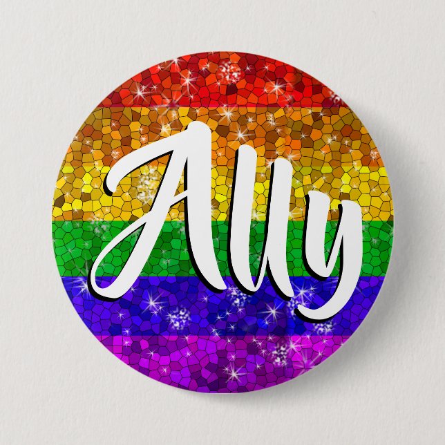 Glitter Rainbow Flagga jämlikhet Gay pride Knapp (Framsida)